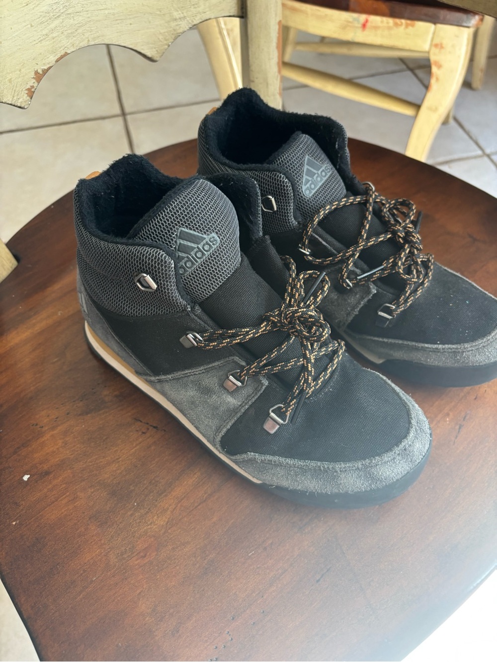 adidas Men’s Black and Gray Suede-Trim High-Top Boots